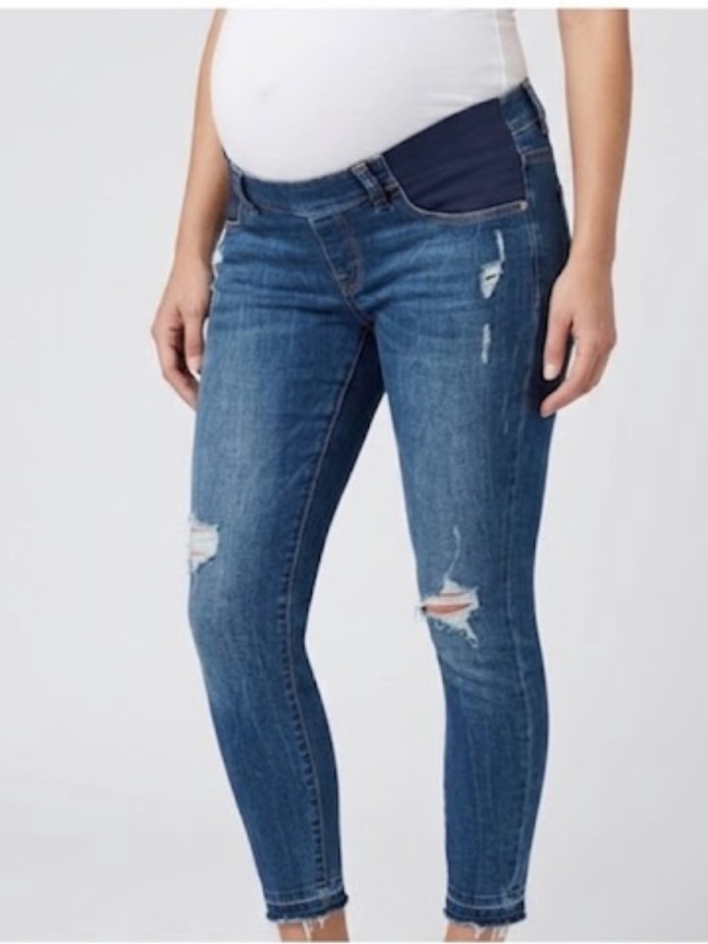 DL1961 Maternity Jess Jeans Under The Belly Distressed Ankle Skinny Size 26